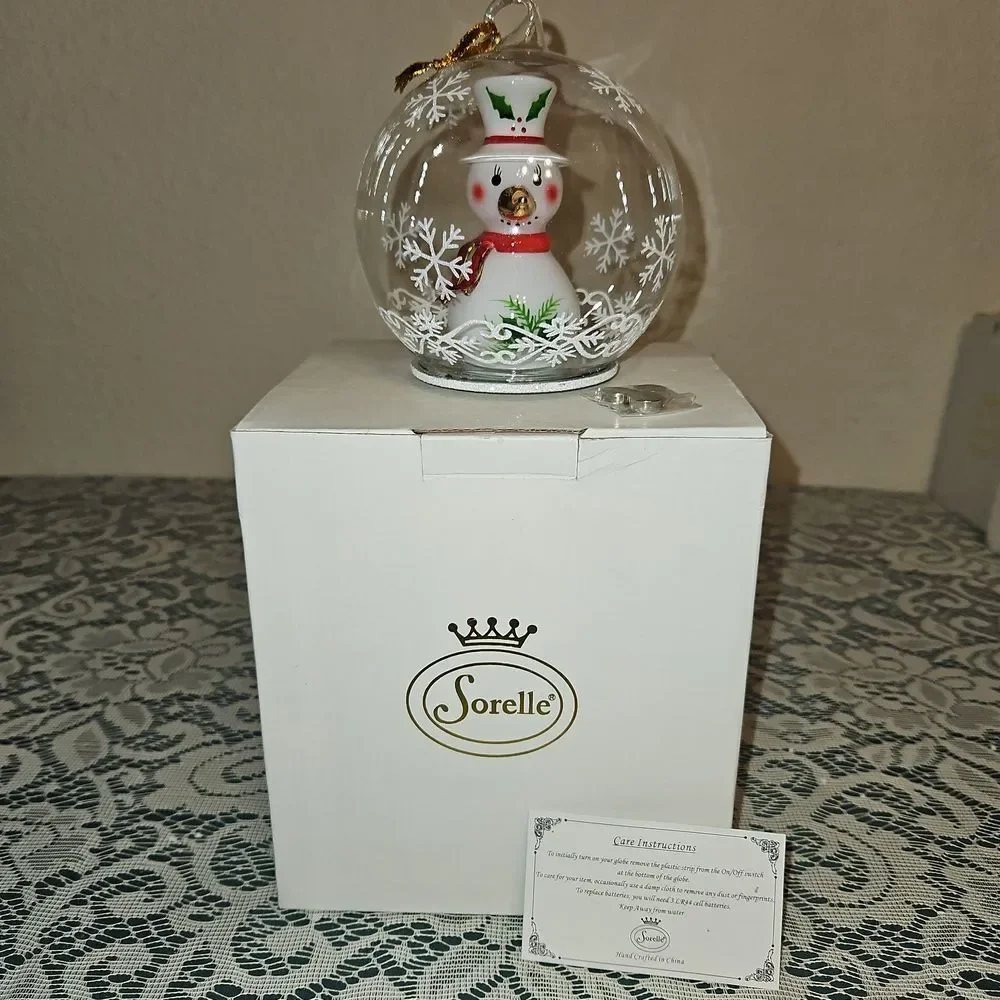 Vintage Soreele LED Lighted Glass Snowman Globe